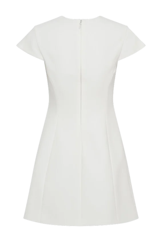 Remi Suiting Mini Dress With Floral Hardware – White Remi Suiting Mini Dress With Floral Hardware – White