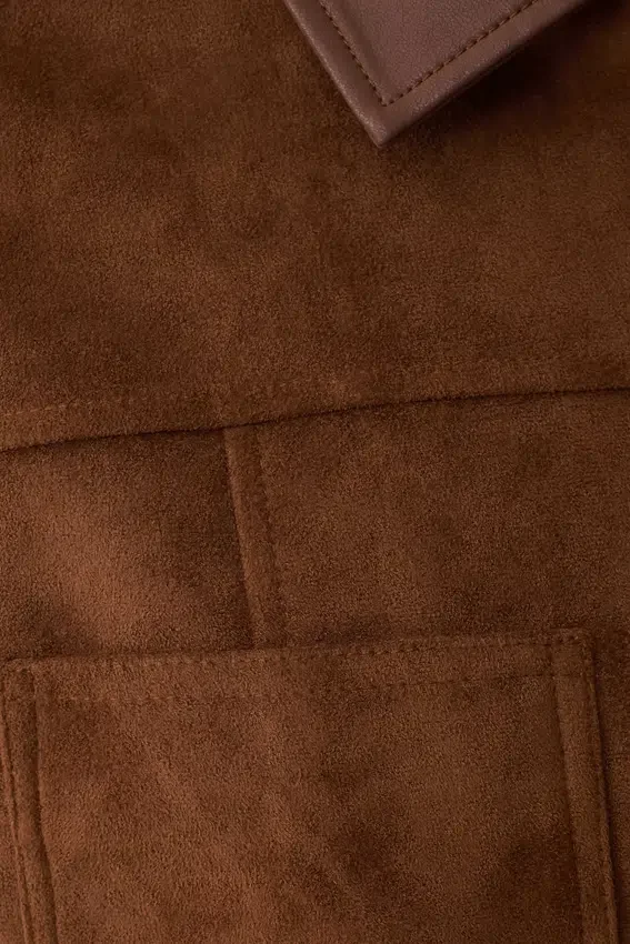 Remy Faux Suede & Leather Collared Jacket – Tan Remy Faux Suede & Leather Collared Jacket – Tan