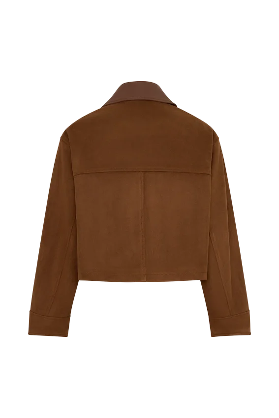 Remy Faux Suede & Leather Collared Jacket – Tan Remy Faux Suede & Leather Collared Jacket – Tan