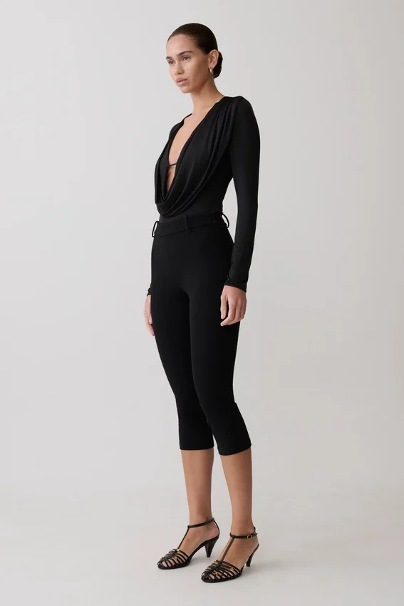 Ren Cowl Long Sleeve Slinky Bodysuit – Black Ren Cowl Long Sleeve Slinky Bodysuit – Black