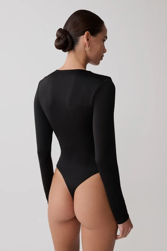 Ren Cowl Long Sleeve Slinky Bodysuit – Black Ren Cowl Long Sleeve Slinky Bodysuit – Black