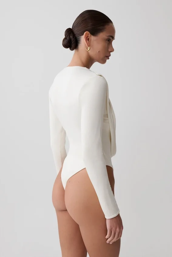 Ren Cowl Long Sleeve Slinky Bodysuit – Ivory Ren Cowl Long Sleeve Slinky Bodysuit – Ivory
