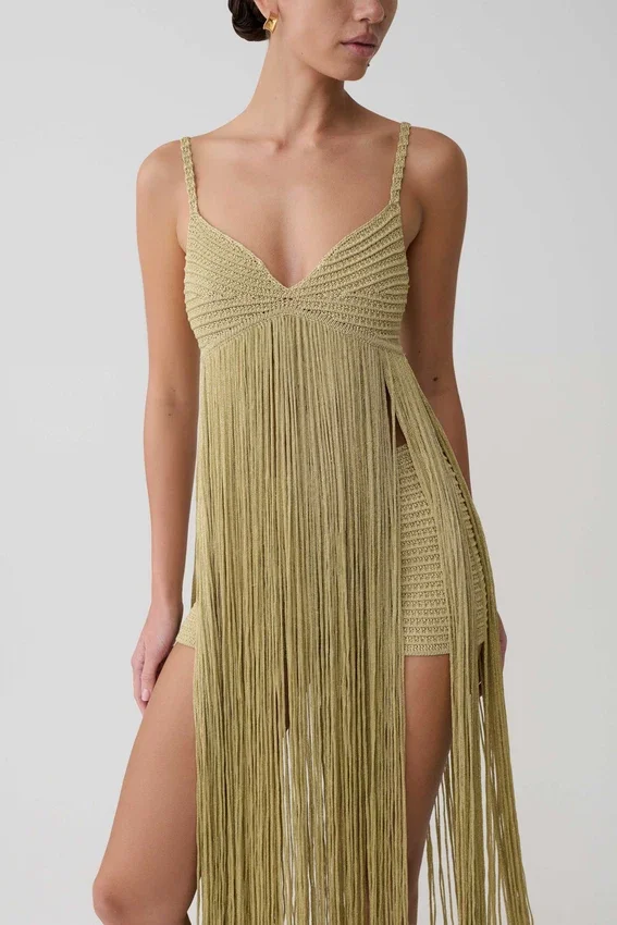 Renee Lurex Crochet Maxi Dress – Gold Renee Lurex Crochet Maxi Dress – Gold