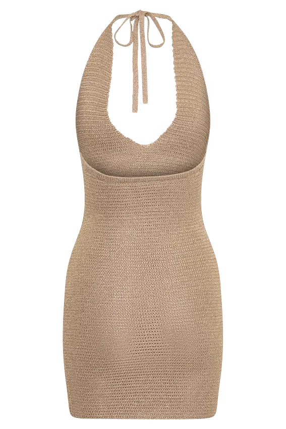 Renesmay Lurex Halter Mini Dress – Gold Renesmay Lurex Halter Mini Dress – Gold
