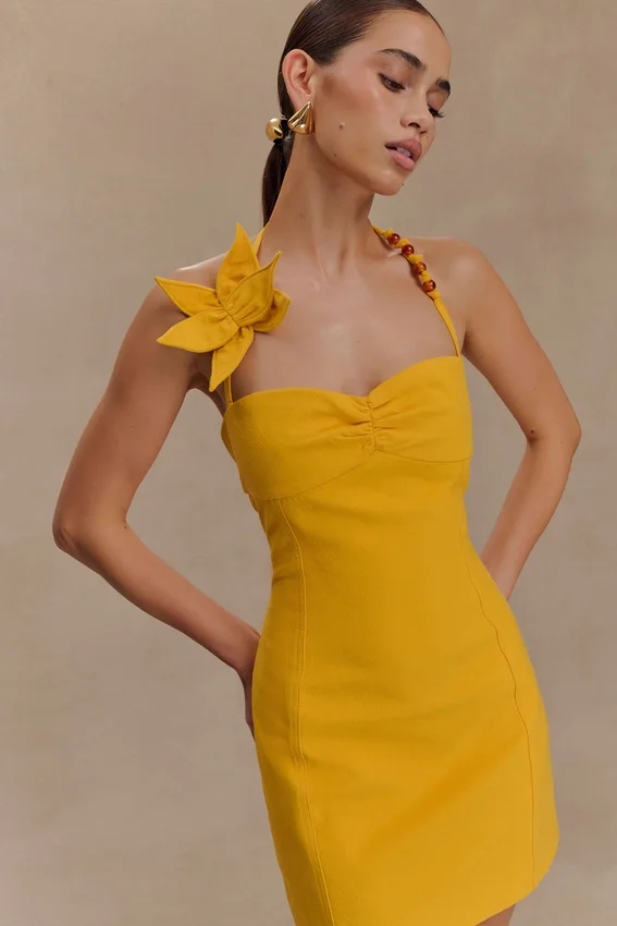 Reyes Cotton Floral Mini Dress – Butterscotch Reyes Cotton Floral Mini Dress – Butterscotch