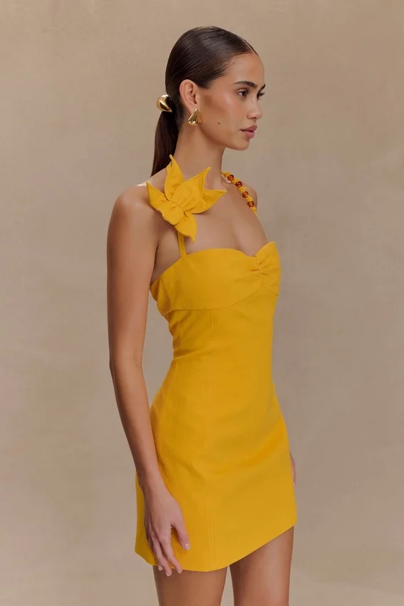 Reyes Cotton Floral Mini Dress – Butterscotch Reyes Cotton Floral Mini Dress – Butterscotch