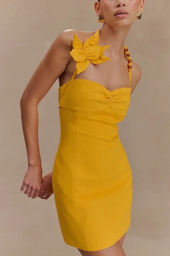 Reyes Cotton Floral Mini Dress – Butterscotch Reyes Cotton Floral Mini Dress – Butterscotch