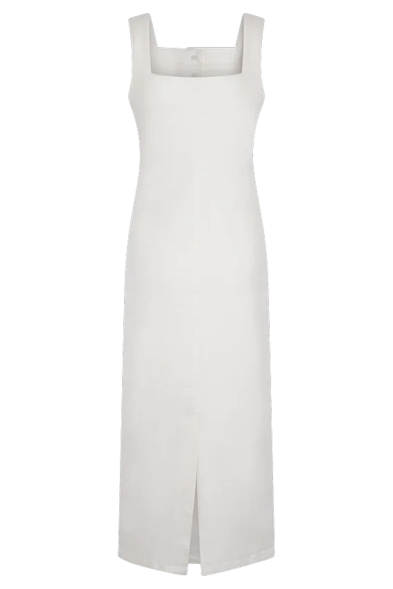 Reyna Denim Midi Dress – White Reyna Denim Midi Dress – White