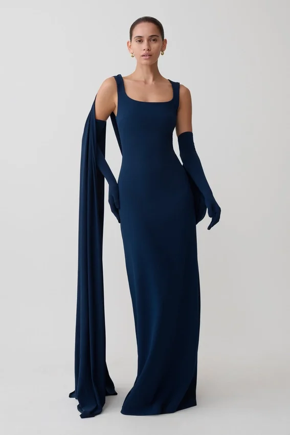 Rhea Detachable Cape Jersey Maxi Dress – Navy Rhea Detachable Cape Jersey Maxi Dress – Navy
