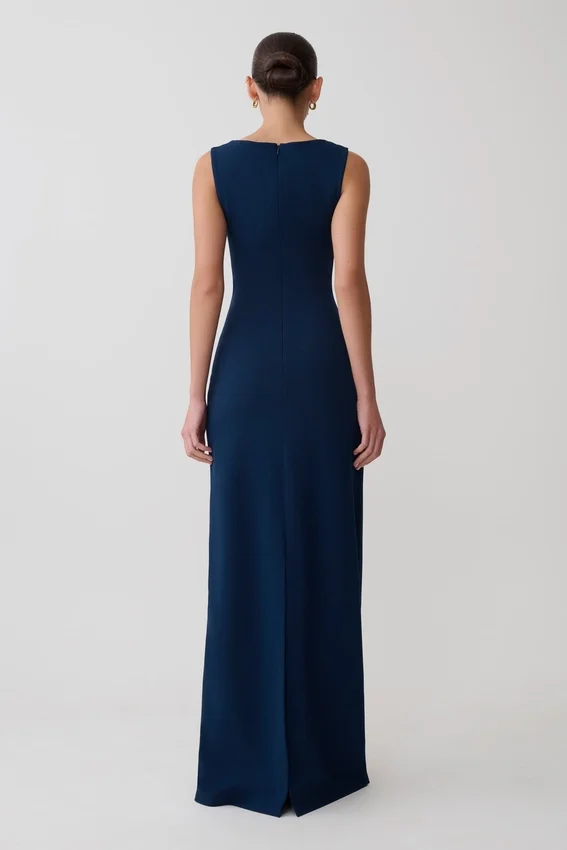 Rhea Detachable Cape Jersey Maxi Dress – Navy Rhea Detachable Cape Jersey Maxi Dress – Navy
