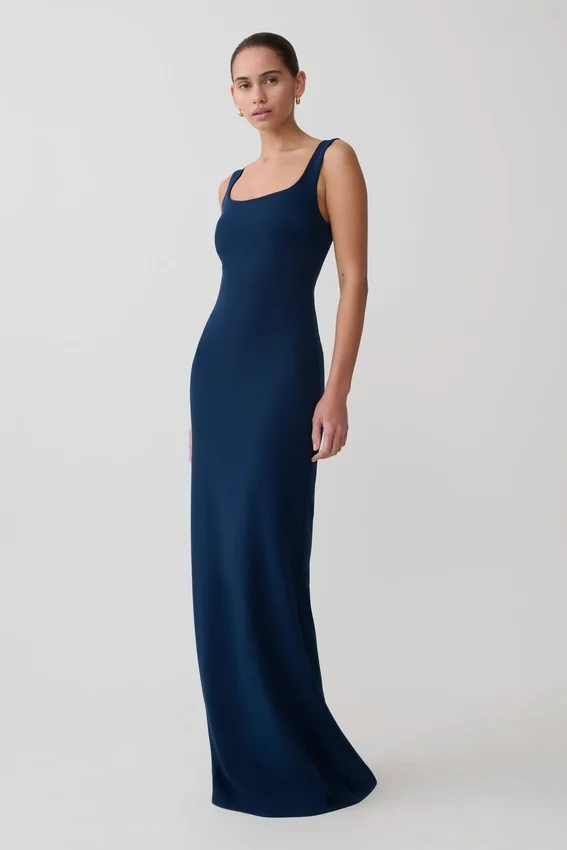 Rhea Detachable Cape Jersey Maxi Dress – Navy Rhea Detachable Cape Jersey Maxi Dress – Navy