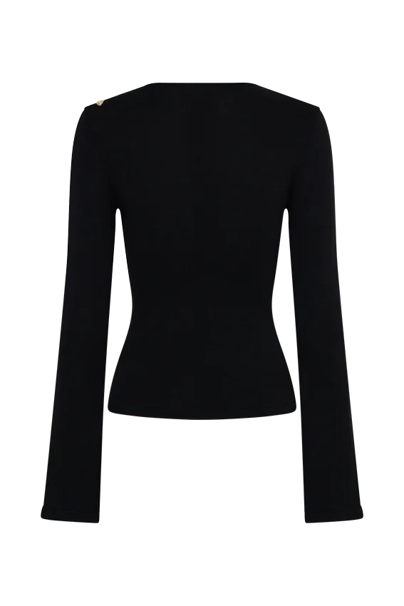 Ricky Knit Long Sleeve Longline Top – Black Ricky Knit Long Sleeve Longline Top – Black