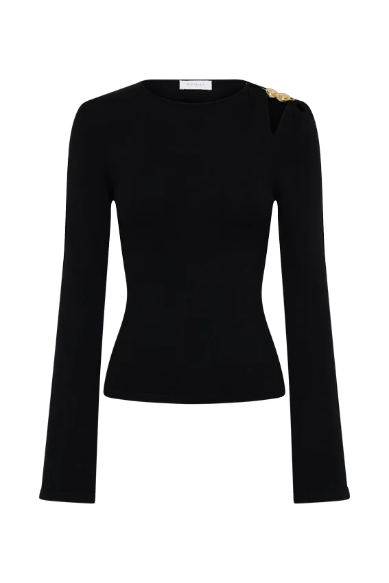 Ricky Knit Long Sleeve Longline Top – Black Ricky Knit Long Sleeve Longline Top – Black