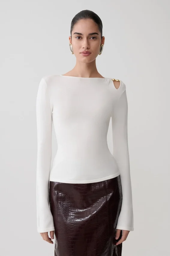 Ricky Knit Long Sleeve Longline Top – Ivory Ricky Knit Long Sleeve Longline Top – Ivory