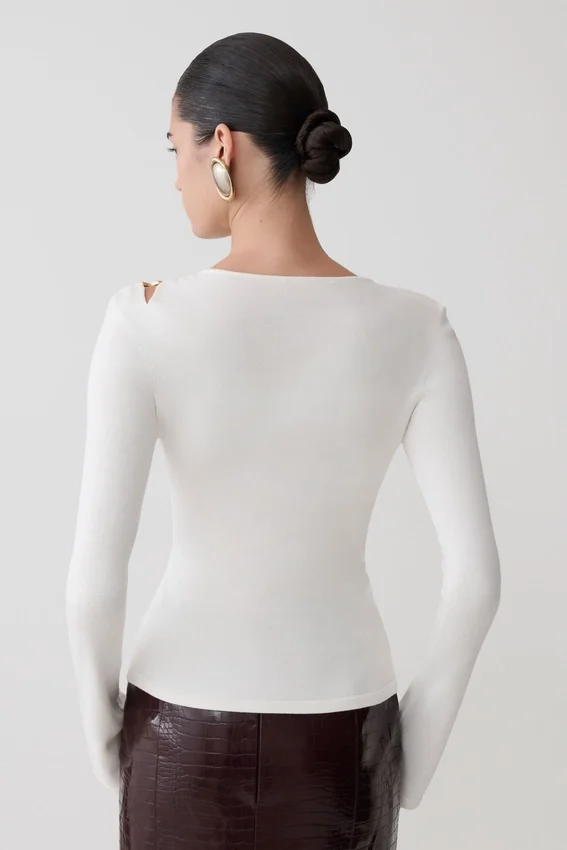 Ricky Knit Long Sleeve Longline Top – Ivory Ricky Knit Long Sleeve Longline Top – Ivory