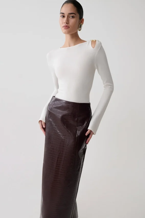 Ricky Knit Long Sleeve Longline Top – Ivory Ricky Knit Long Sleeve Longline Top – Ivory