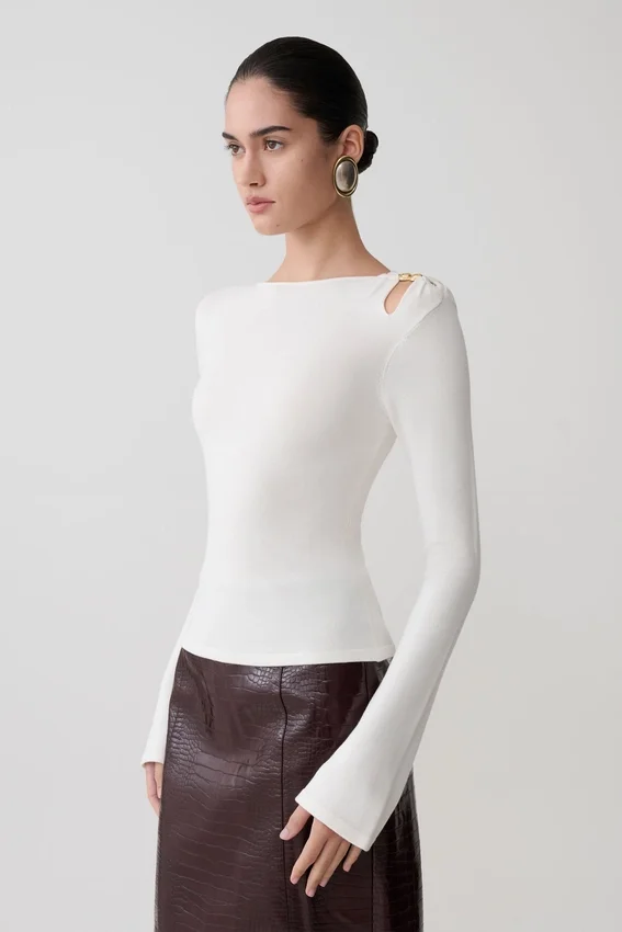 Ricky Knit Long Sleeve Longline Top – Ivory Ricky Knit Long Sleeve Longline Top – Ivory