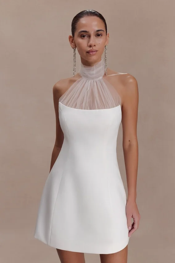 Riley Halter Suiting Mini Dress – Ivory Riley Halter Suiting Mini Dress – Ivory