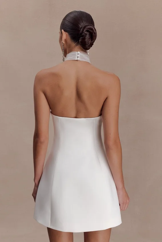 Riley Halter Suiting Mini Dress – Ivory Riley Halter Suiting Mini Dress – Ivory