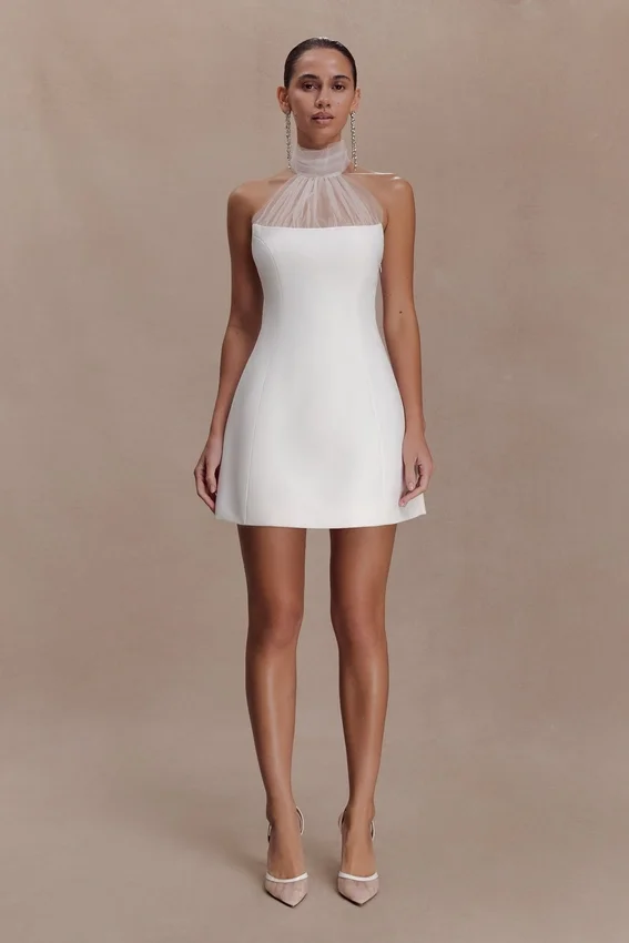 Riley Halter Suiting Mini Dress – Ivory Riley Halter Suiting Mini Dress – Ivory