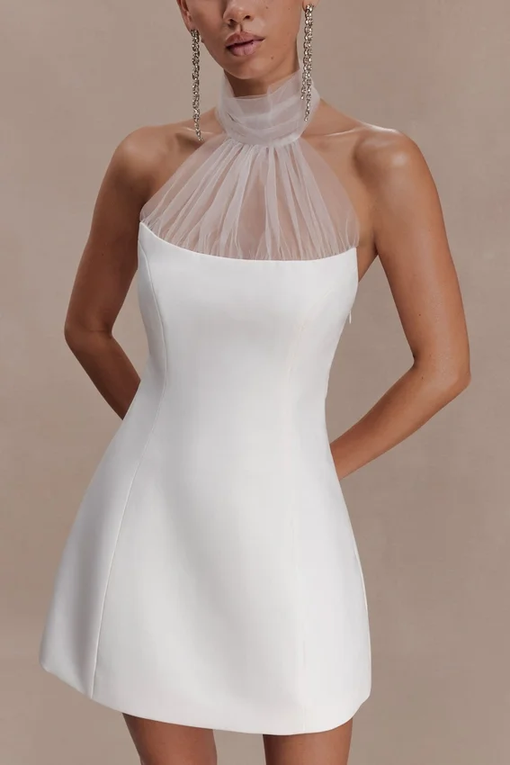 Riley Halter Suiting Mini Dress – Ivory Riley Halter Suiting Mini Dress – Ivory