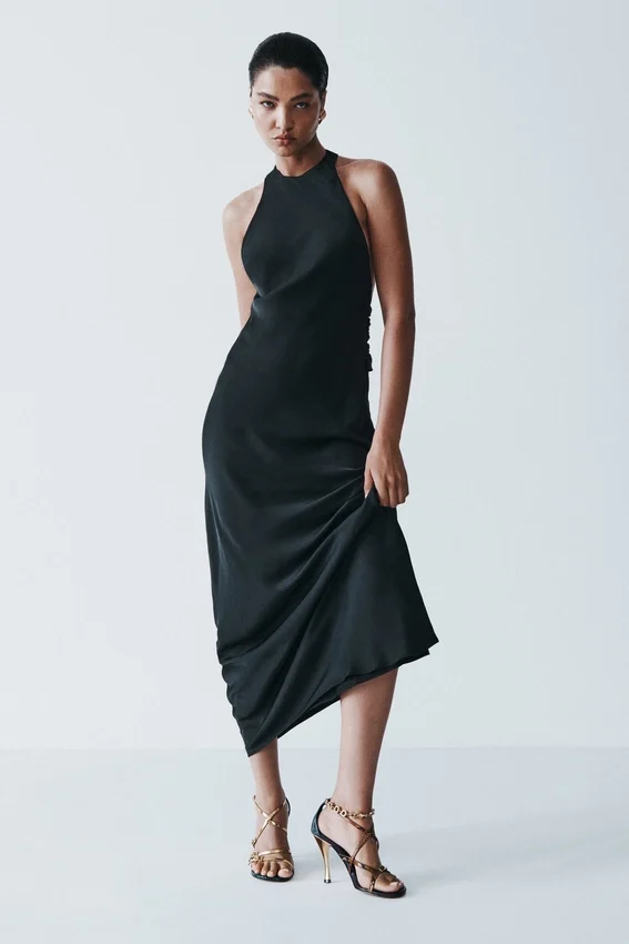 Rinna Satin Halter Maxi Dress – Black Rinna Satin Halter Maxi Dress – Black