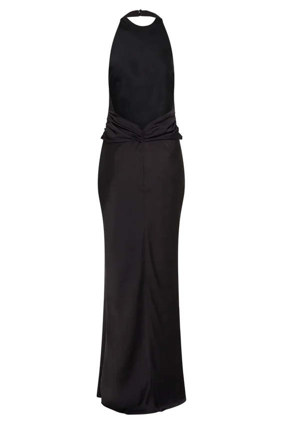 Rinna Satin Halter Maxi Dress – Black Rinna Satin Halter Maxi Dress – Black