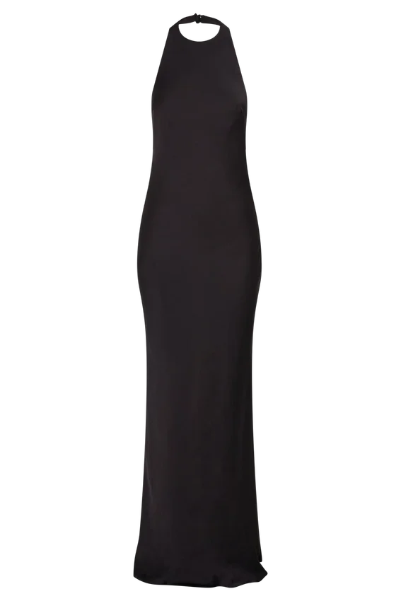 Rinna Satin Halter Maxi Dress – Black Rinna Satin Halter Maxi Dress – Black