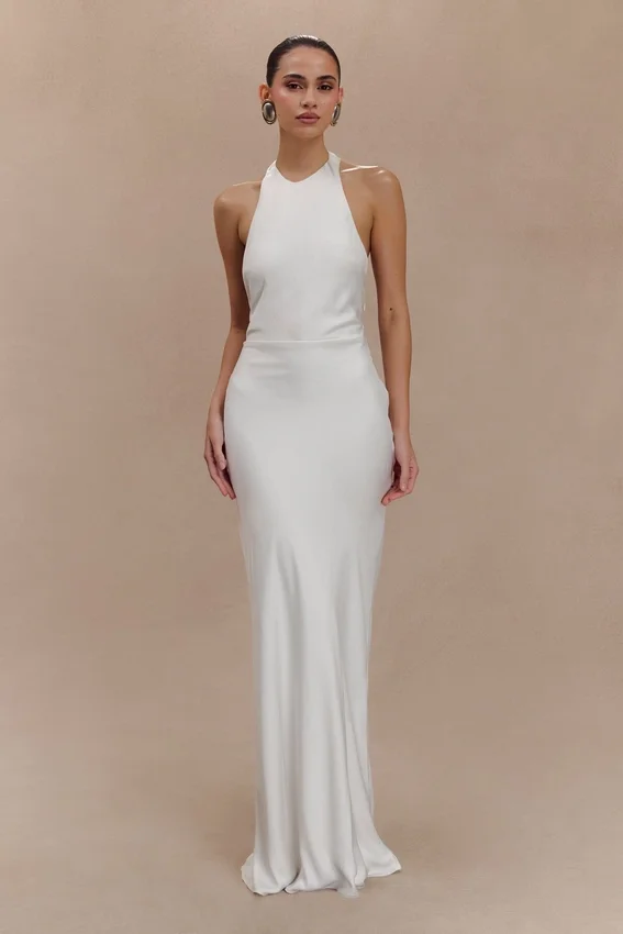 Rinna Satin Halter Maxi Dress – Ivory Rinna Satin Halter Maxi Dress – Ivory