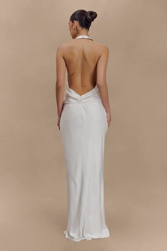 Rinna Satin Halter Maxi Dress – Ivory Rinna Satin Halter Maxi Dress – Ivory