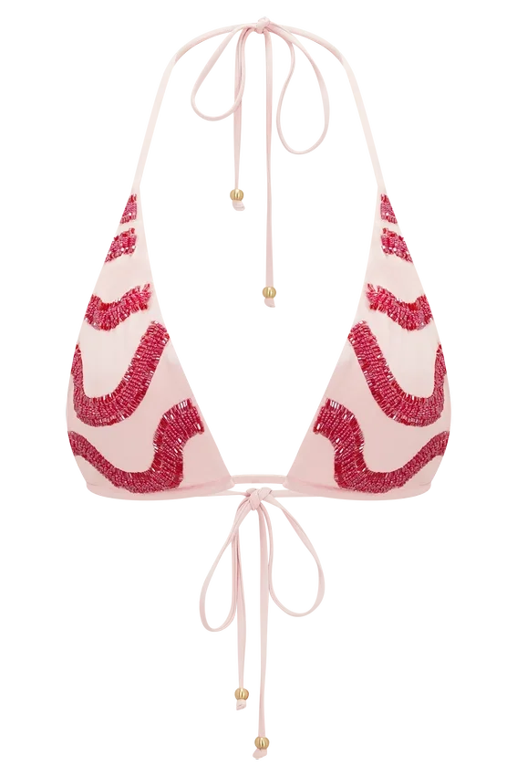 Robyn Beaded Triangle Bikini Top – Pink Robyn Beaded Triangle Bikini Top – Pink