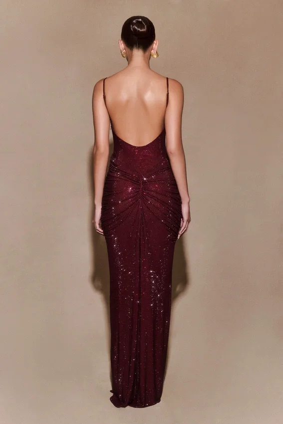 Roisin Diamante Maxi Dress – Mahogany Roisin Diamante Maxi Dress – Mahogany