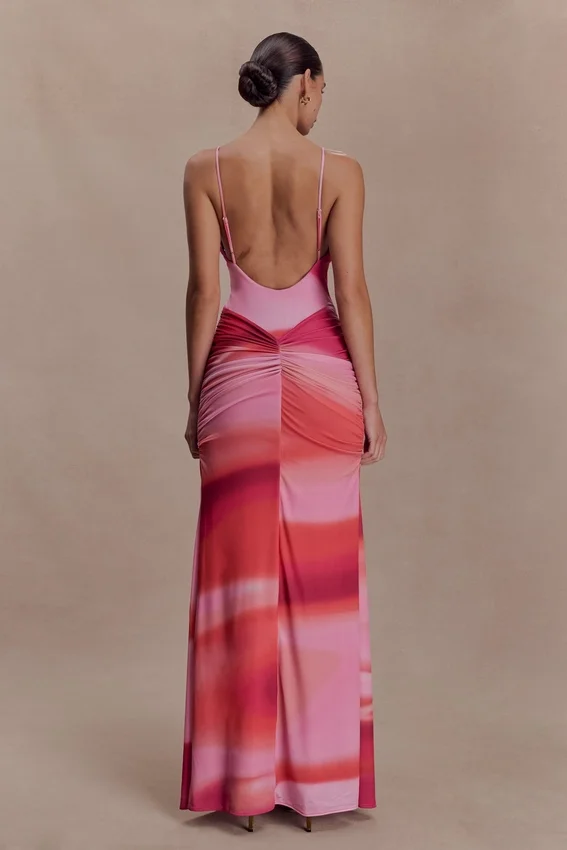 Roisin Slinky Maxi Dress – Pink Sunset Print Roisin Slinky Maxi Dress – Pink Sunset Print