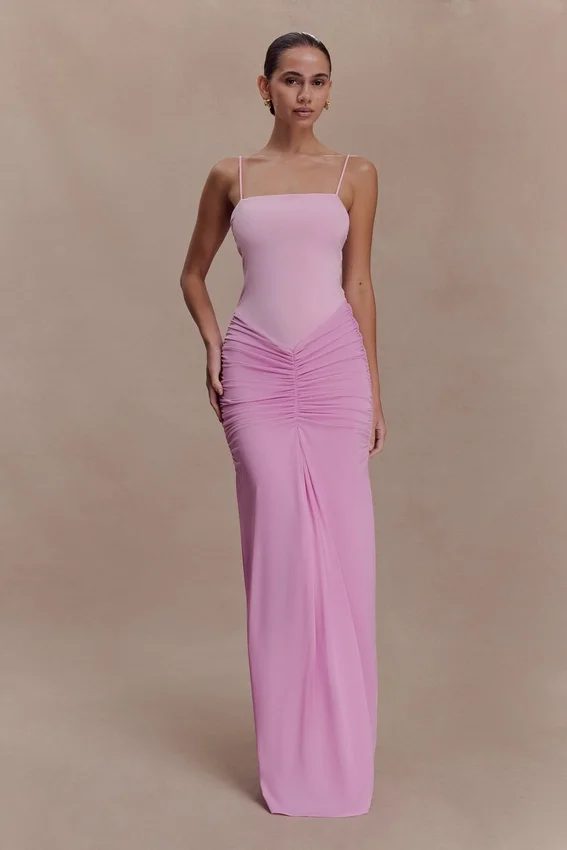 Roisin Slinky Maxi Dress – Powder Pink Roisin Slinky Maxi Dress – Powder Pink