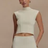 Romaine High Neck Bandage Knit Top – Ivory