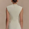 Romaine High Neck Bandage Knit Top – Ivory