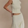 Romaine High Neck Bandage Knit Top – Ivory