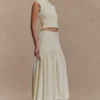 Romaine High Neck Bandage Knit Top – Ivory