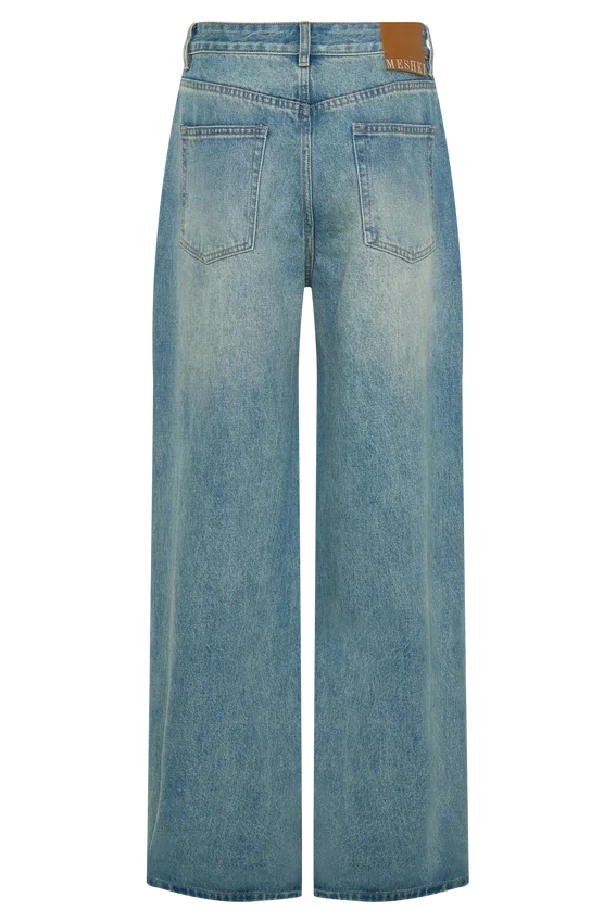 Romi Mid Rise Wide Leg Jeans – Faded Mid Blue Romi Mid Rise Wide Leg Jeans – Faded Mid Blue