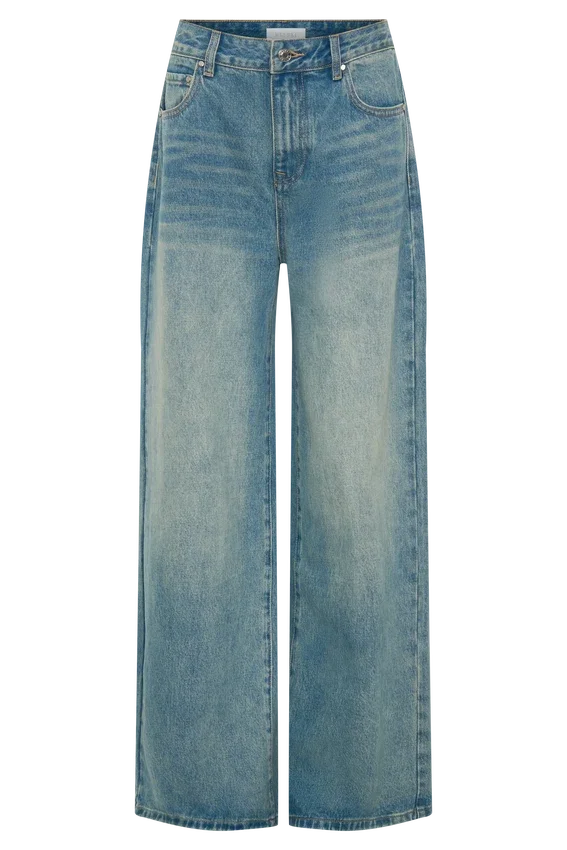 Romi Mid Rise Wide Leg Jeans – Faded Mid Blue Romi Mid Rise Wide Leg Jeans – Faded Mid Blue