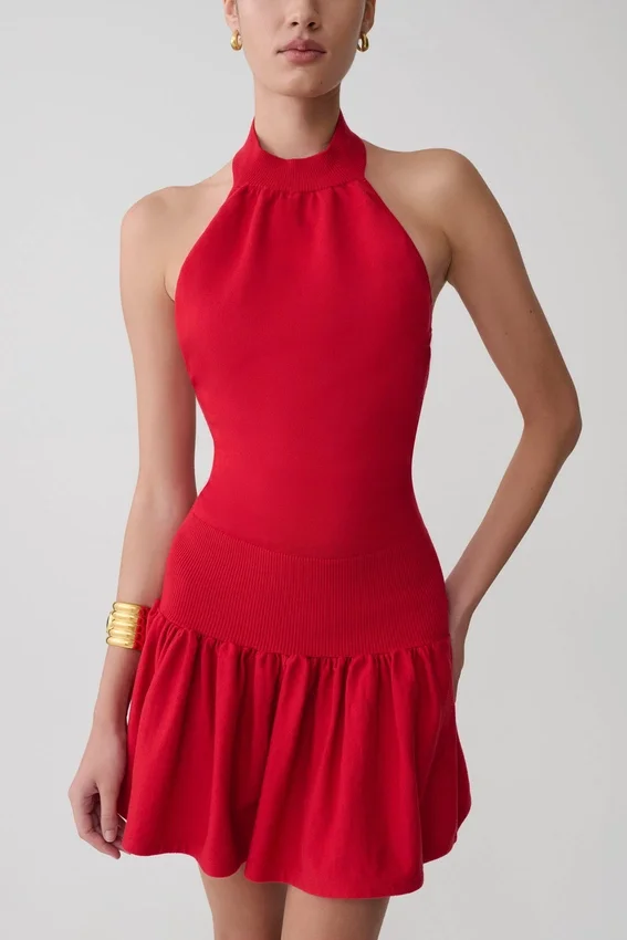 Rory Halter Mini Knit Dress – Red Rory Halter Mini Knit Dress – Red