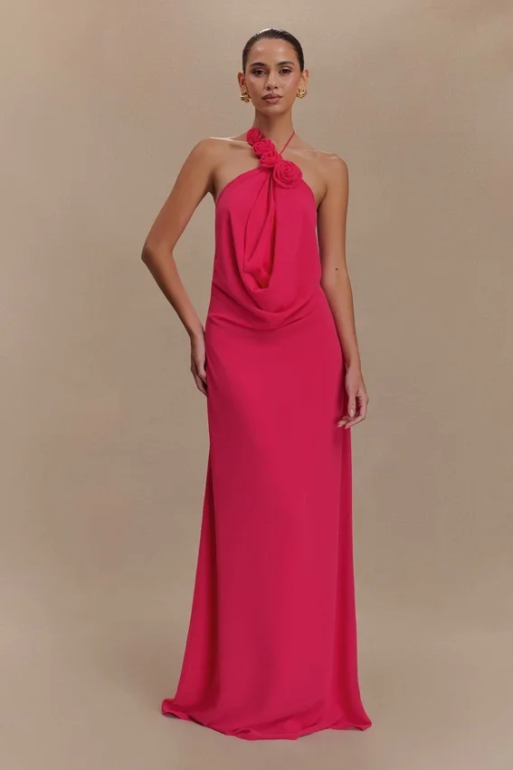 Rosalia Cowl Neck Maxi Dress – Raspberry Rosalia Cowl Neck Maxi Dress – Raspberry