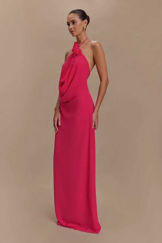Rosalia Cowl Neck Maxi Dress – Raspberry Rosalia Cowl Neck Maxi Dress – Raspberry