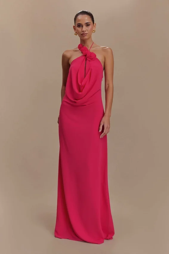 Rosalia Cowl Neck Maxi Dress – Raspberry Rosalia Cowl Neck Maxi Dress – Raspberry