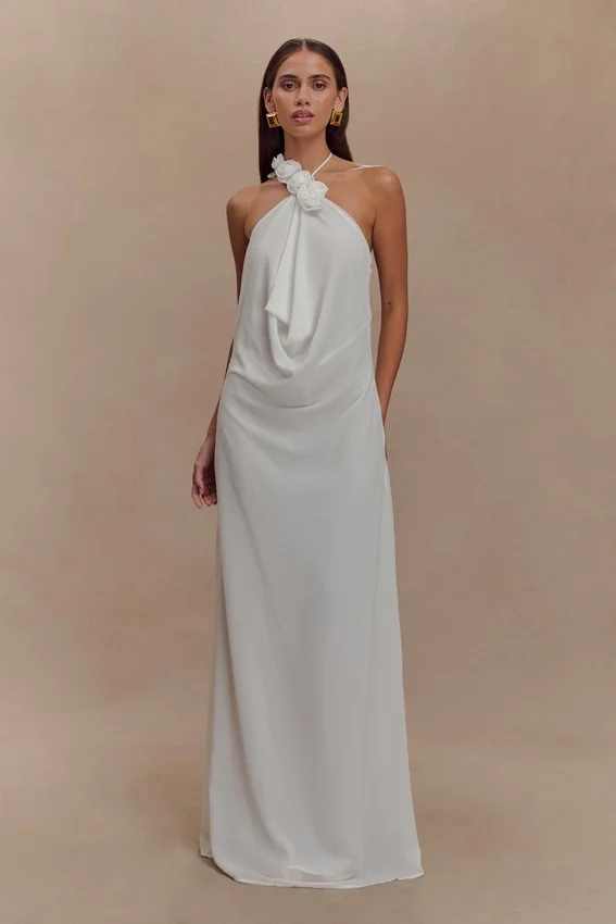 Rosalia Cowl Neck Maxi Dress – White Rosalia Cowl Neck Maxi Dress – White