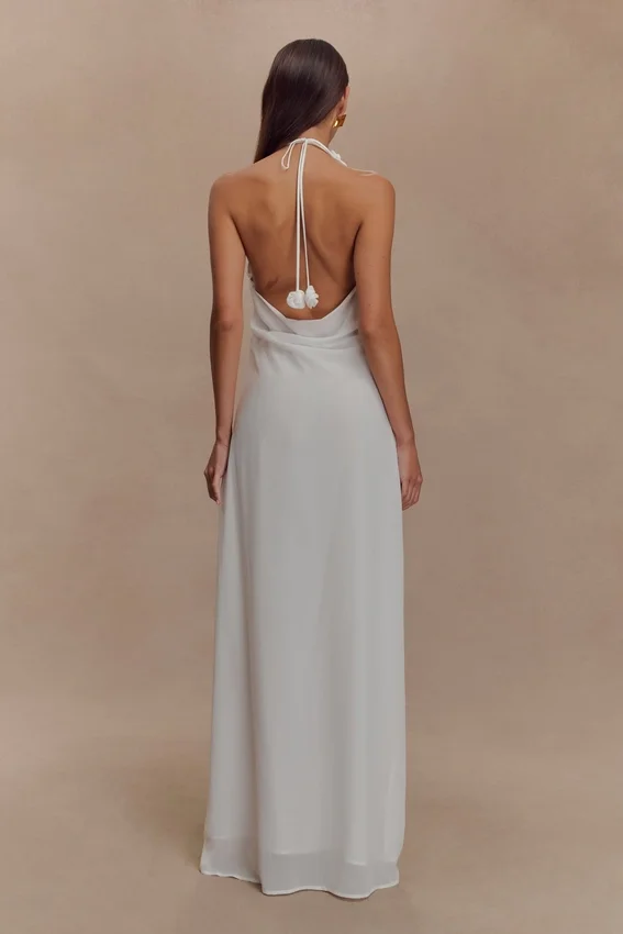 Rosalia Cowl Neck Maxi Dress – White Rosalia Cowl Neck Maxi Dress – White