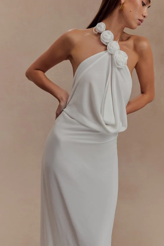 Rosalia Cowl Neck Maxi Dress – White Rosalia Cowl Neck Maxi Dress – White