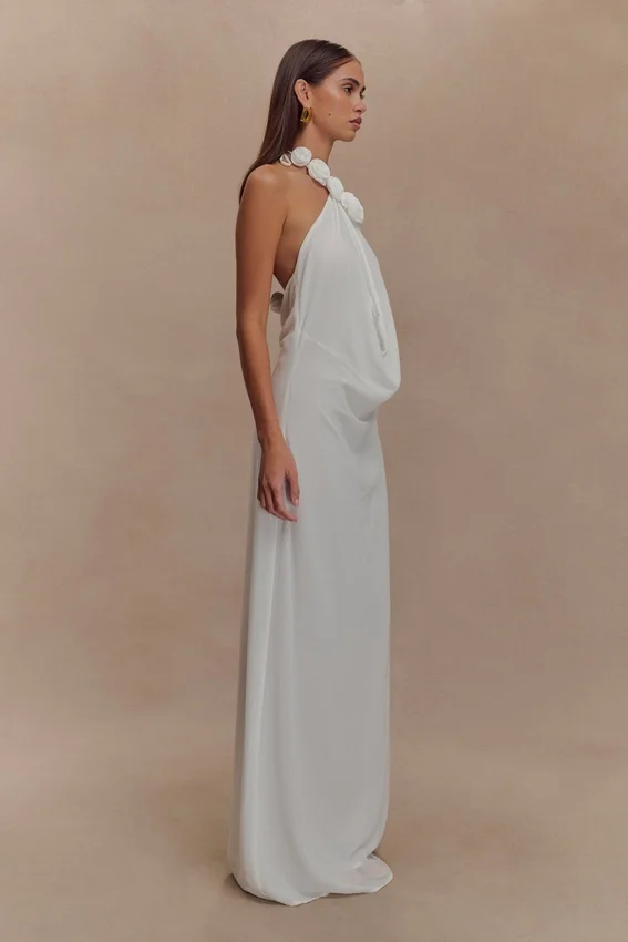 Rosalia Cowl Neck Maxi Dress – White Rosalia Cowl Neck Maxi Dress – White