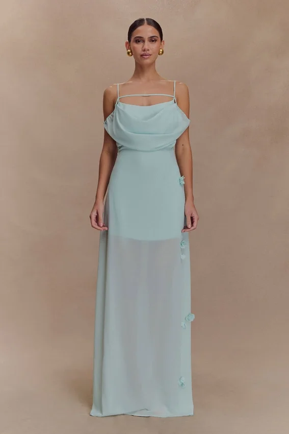 Rosalie Floral Chiffon Maxi Dress – Lagoon Rosalie Floral Chiffon Maxi Dress – Lagoon