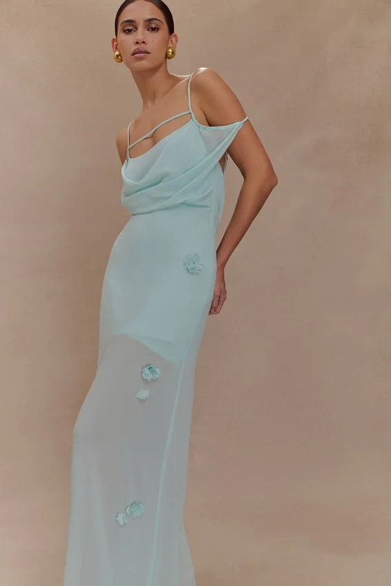Rosalie Floral Chiffon Maxi Dress – Lagoon Rosalie Floral Chiffon Maxi Dress – Lagoon
